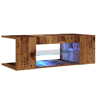 Tv-meubel met LED 90x39x30 cm bewerkt hout oud hout