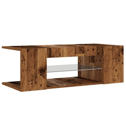 Tv-meubel met LED 90x39x30 cm bewerkt hout oud hout