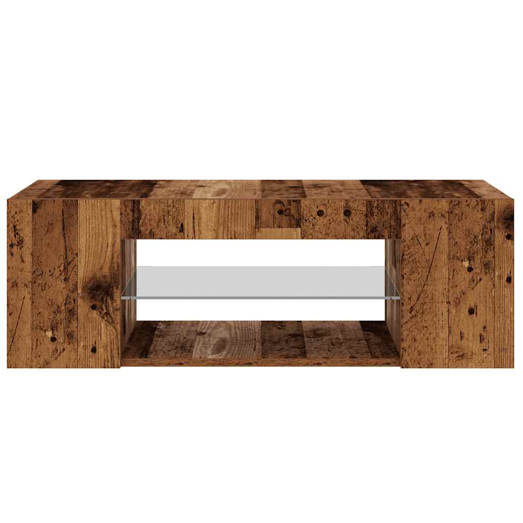 Tv-meubel met LED 90x39x30 cm bewerkt hout oud hout