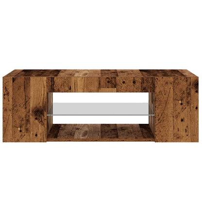Tv-meubel met LED 90x39x30 cm bewerkt hout oud hout