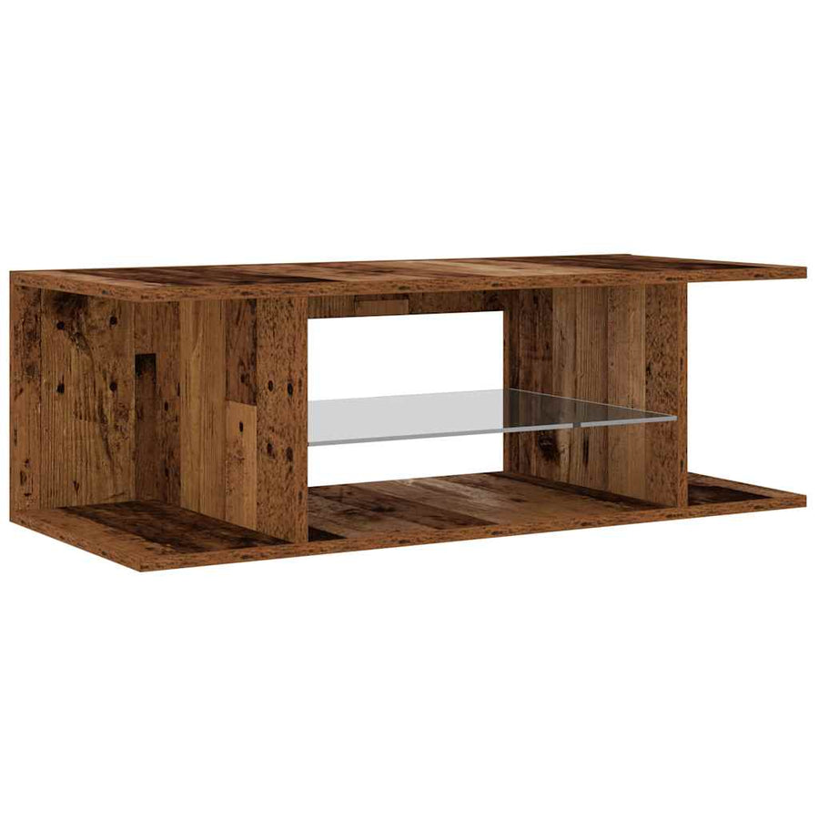 Tv-meubel met LED 90x39x30 cm bewerkt hout oud hout