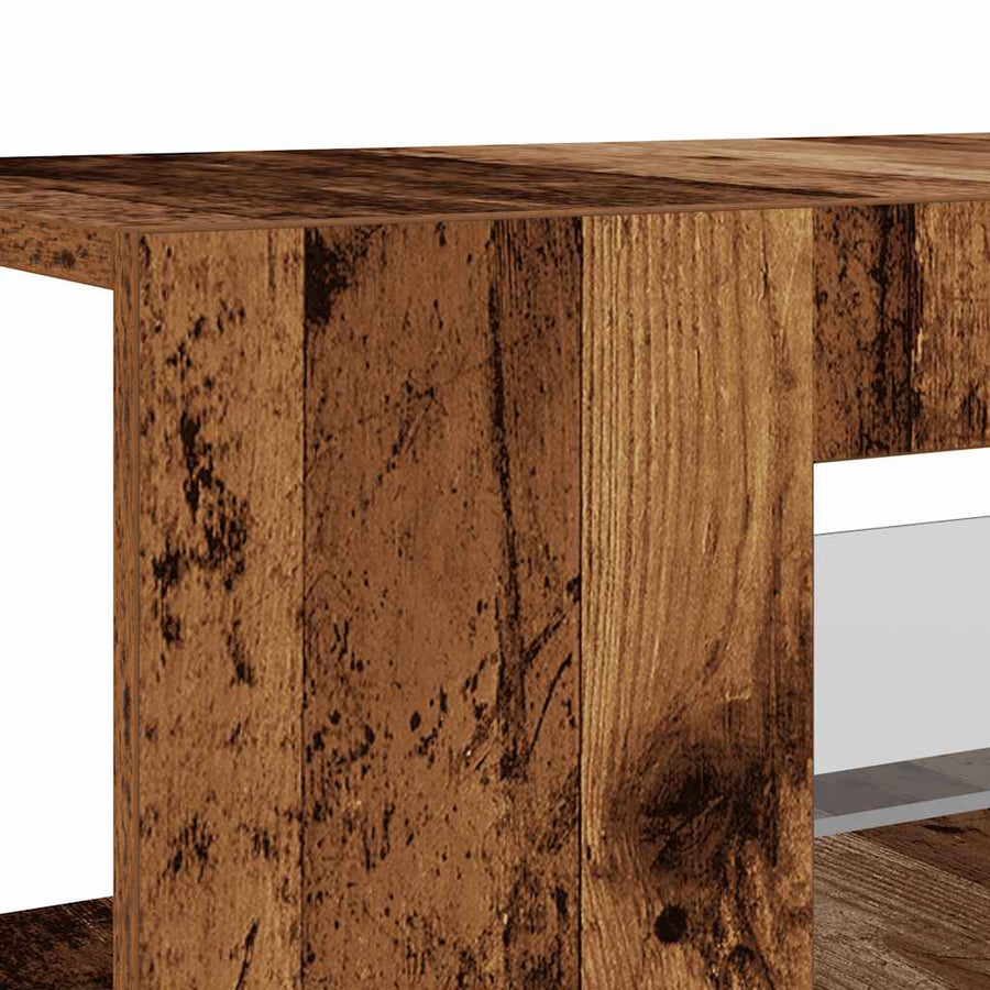Tv-meubel met LED 90x39x30 cm bewerkt hout oud hout