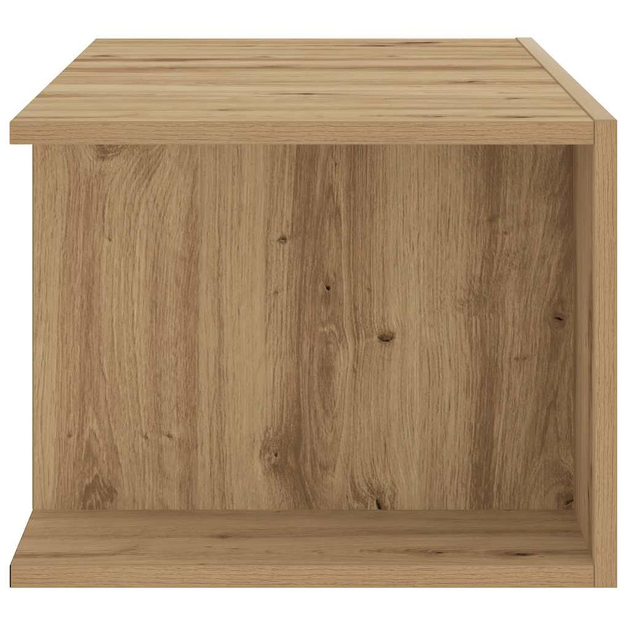 Tv-meubel met LED 90x39x30 cm bewerkt hout artisanaal eiken
