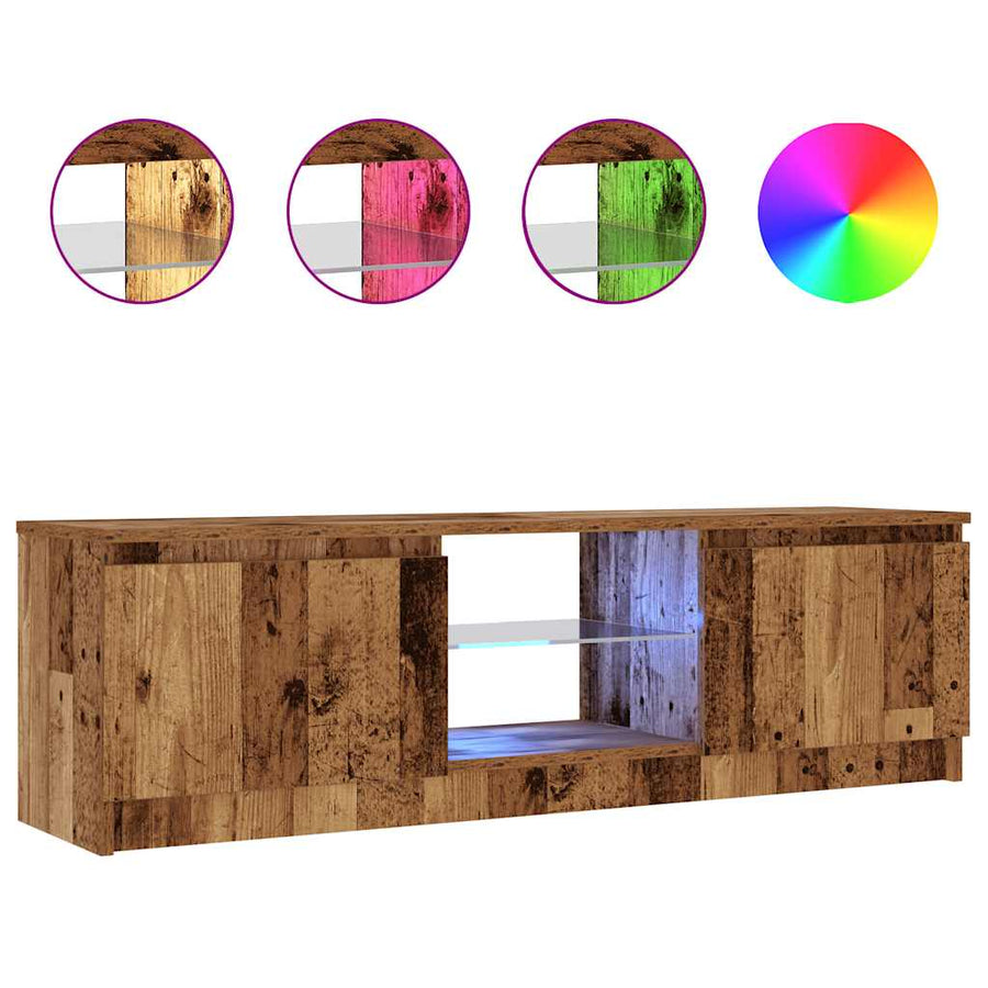 Tv-meubel met LED 120x30x36 cm bewerkt hout oud hout