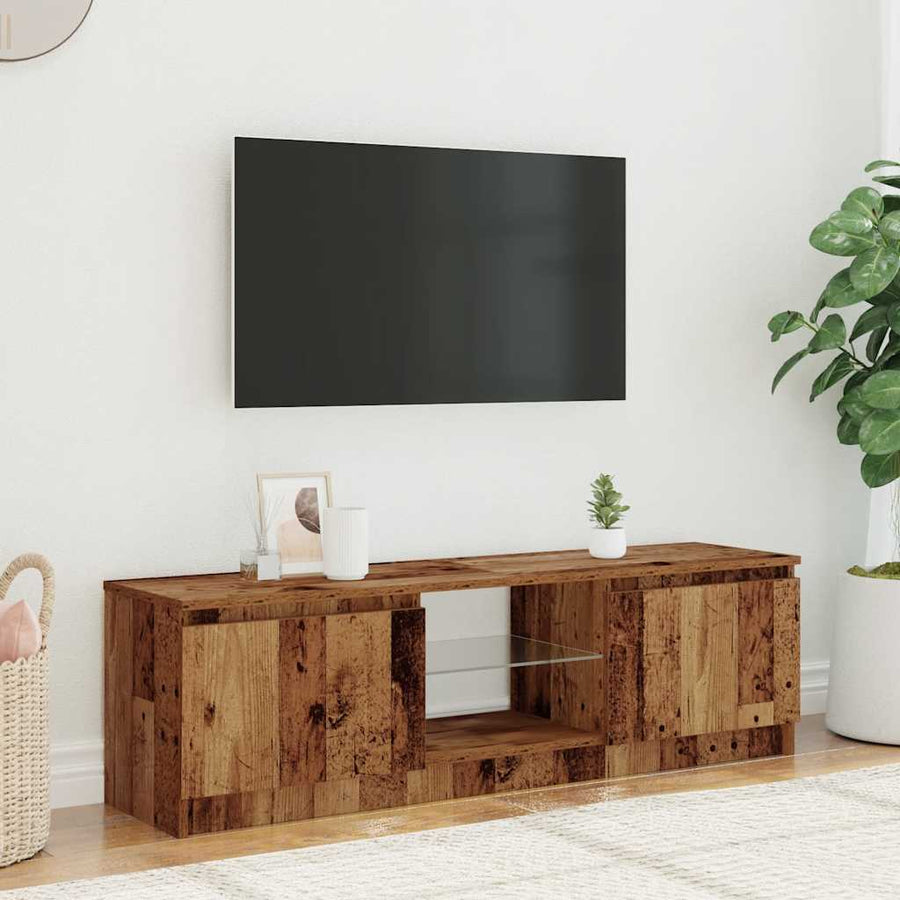 Tv-meubel met LED 120x30x36 cm bewerkt hout oud hout