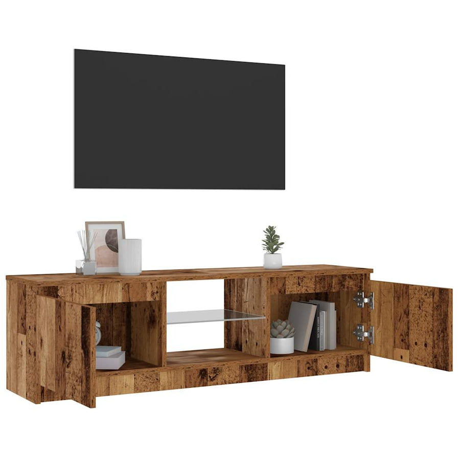Tv-meubel met LED 120x30x36 cm bewerkt hout oud hout
