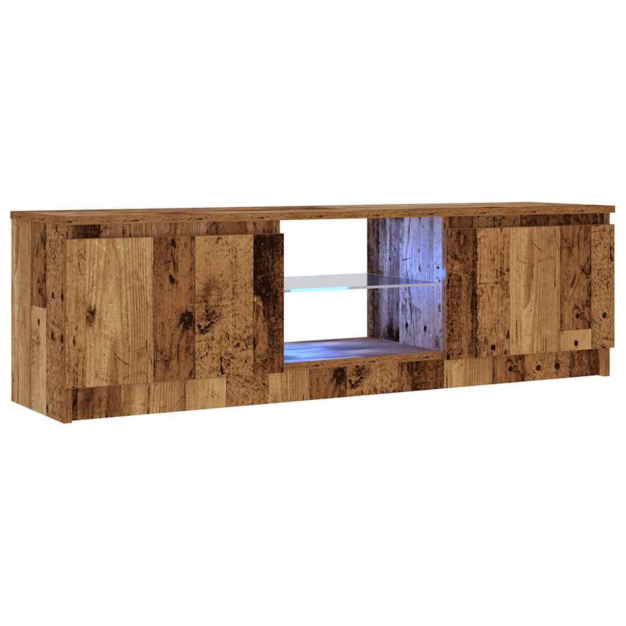 Tv-meubel met LED 120x30x36 cm bewerkt hout oud hout