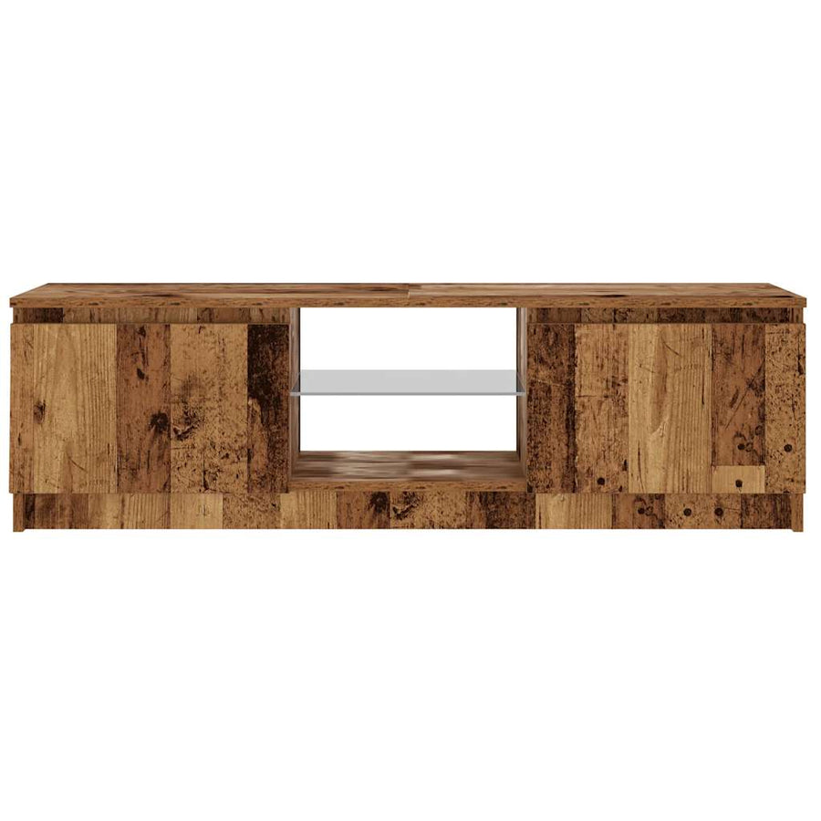 Tv-meubel met LED 120x30x36 cm bewerkt hout oud hout