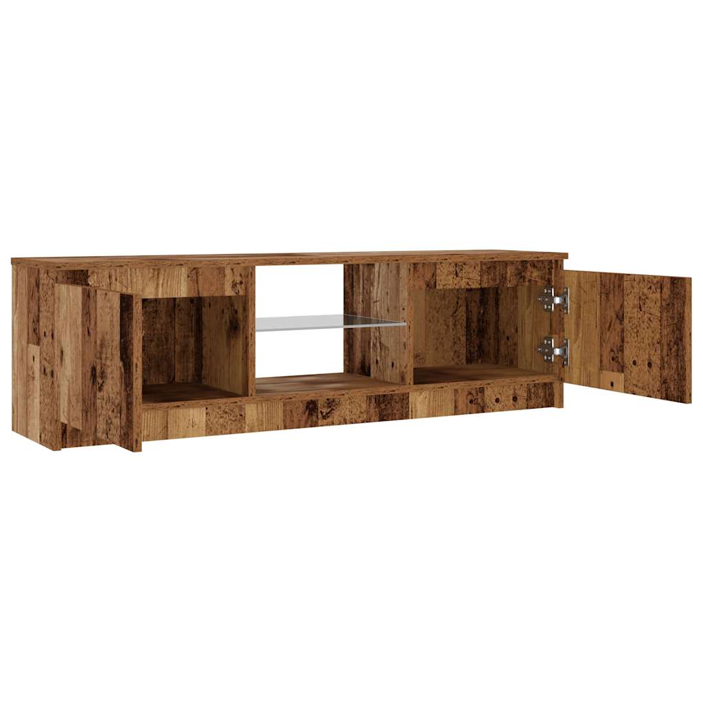 Tv-meubel met LED 120x30x36 cm bewerkt hout oud hout