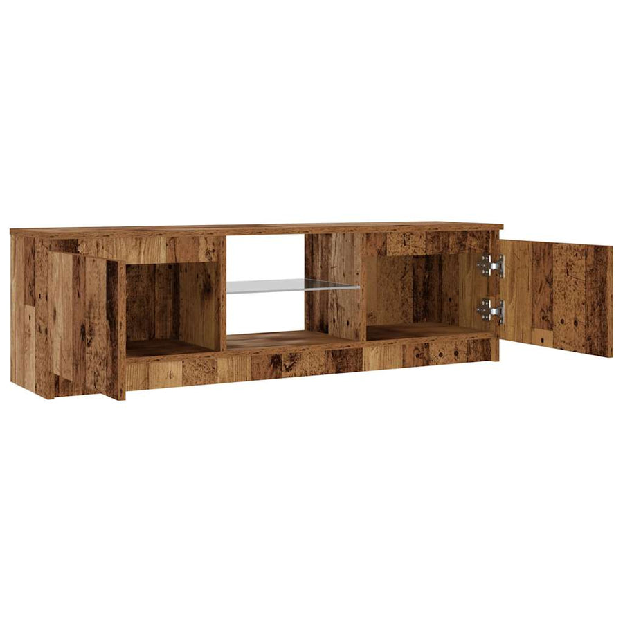 Tv-meubel met LED 120x30x36 cm bewerkt hout oud hout