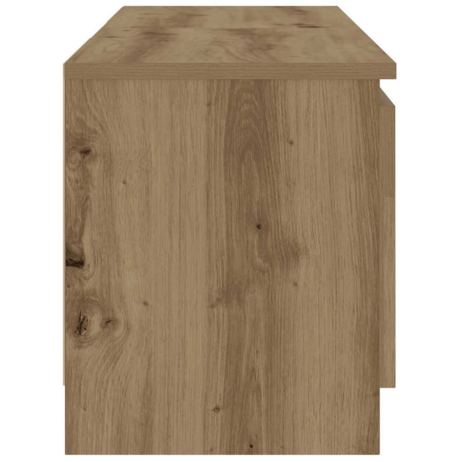 Tv-meubel met LED 120x30x36 cm bewerkt hout artisanaal eiken