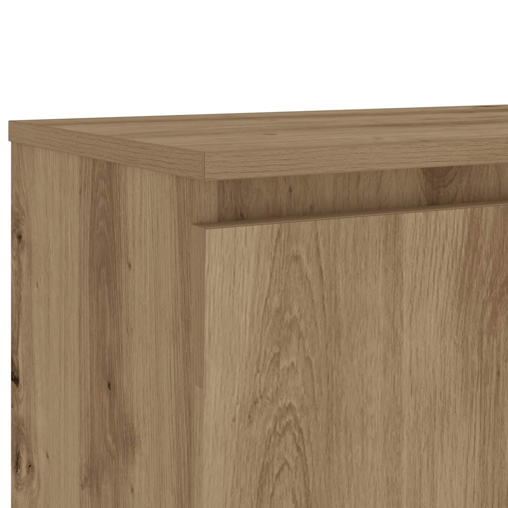 Tv-meubel met LED 120x30x36 cm bewerkt hout artisanaal eiken