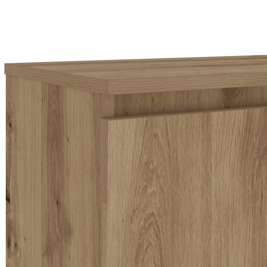 Tv-meubel met LED 120x30x36 cm bewerkt hout artisanaal eiken