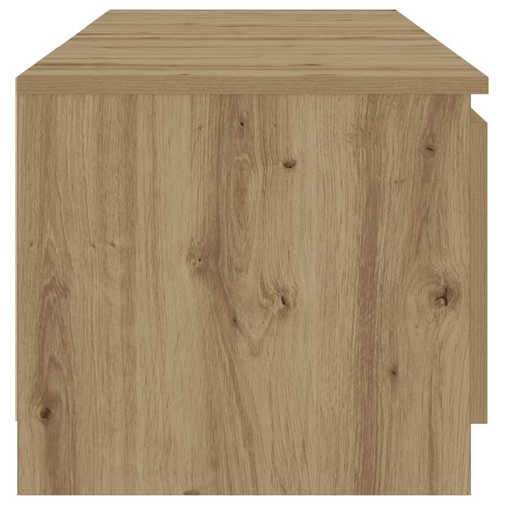Tv-meubel met LED 140x40x35,5 cm bewerkt hout artisanaal eiken