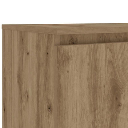 Tv-meubel met LED 140x40x35,5 cm bewerkt hout artisanaal eiken