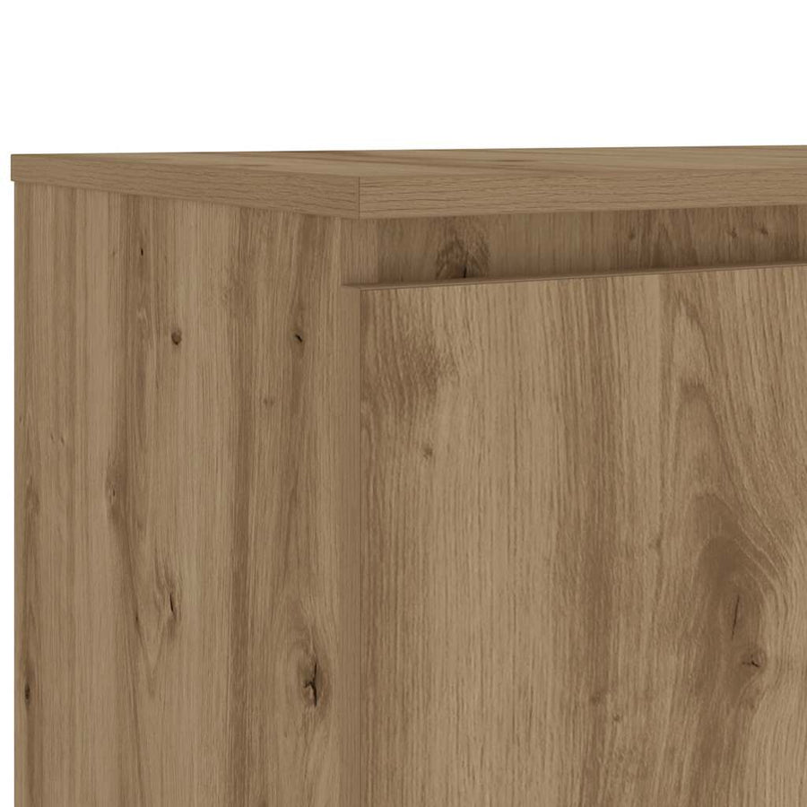 Tv-meubel met LED 140x40x35,5 cm bewerkt hout artisanaal eiken