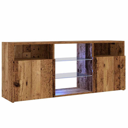 Tv-meubel met LED 120x30x50 cm bewerkt hout oud hout