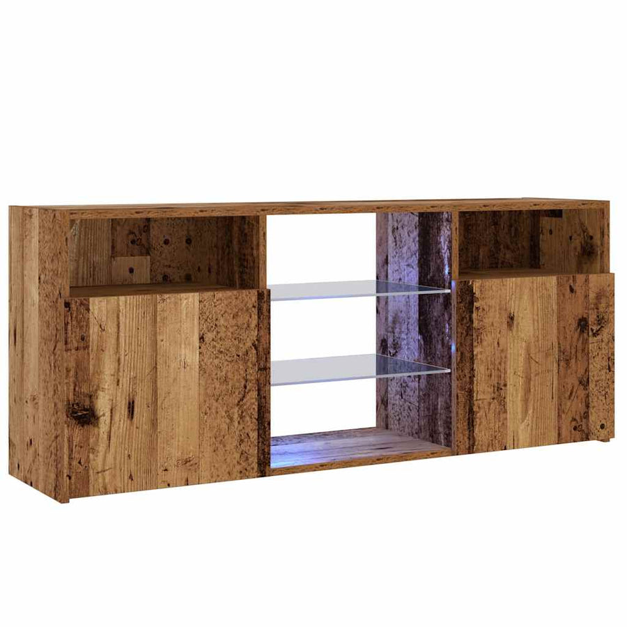 Tv-meubel met LED 120x30x50 cm bewerkt hout oud hout