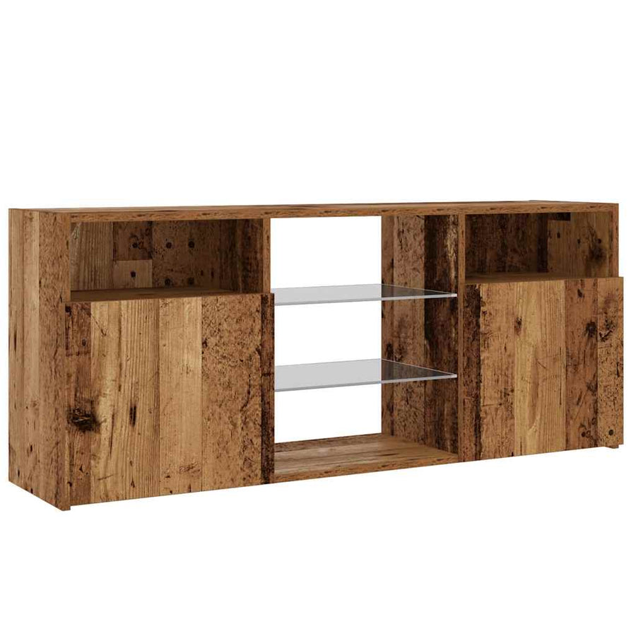 Tv-meubel met LED 120x30x50 cm bewerkt hout oud hout