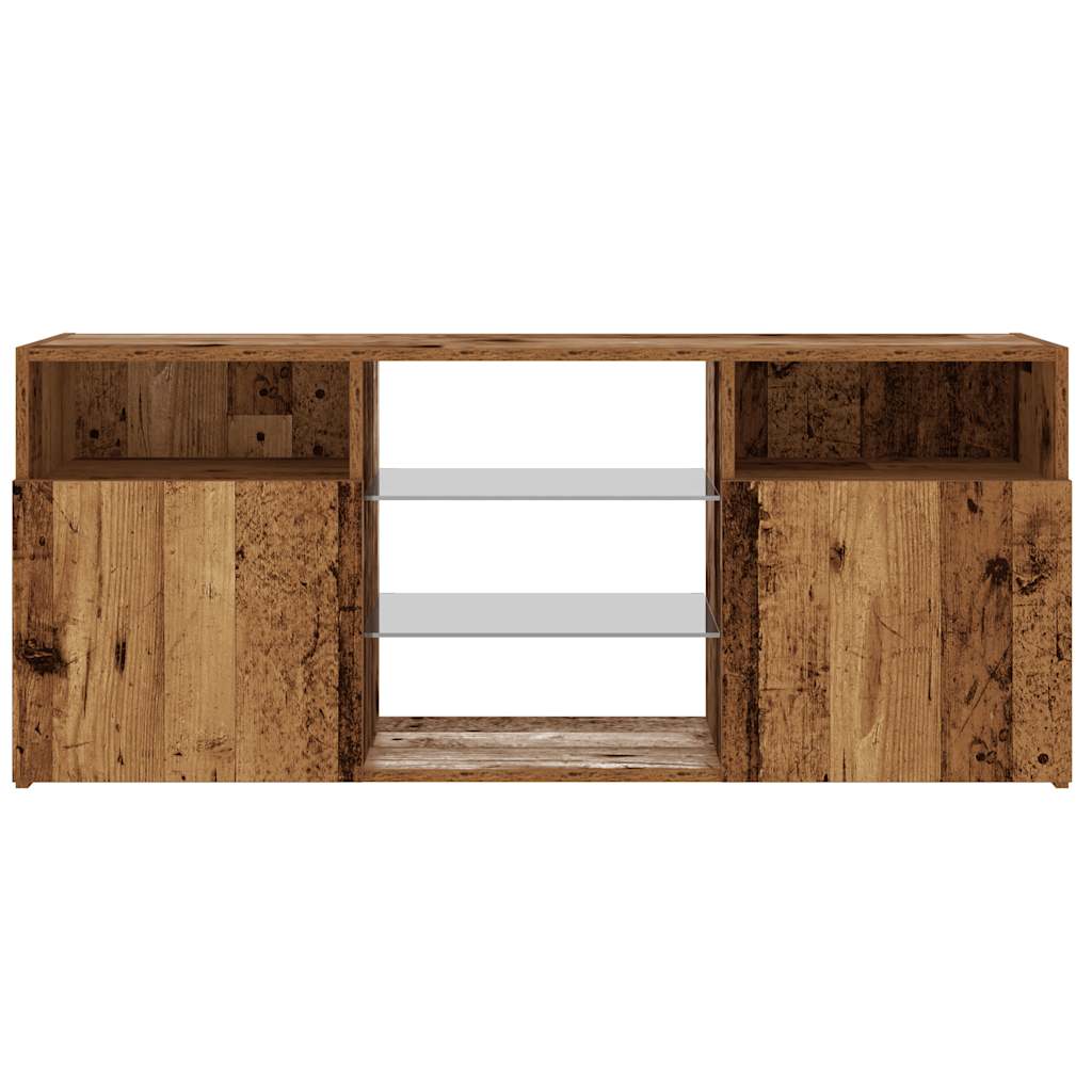 Tv-meubel met LED 120x30x50 cm bewerkt hout oud hout