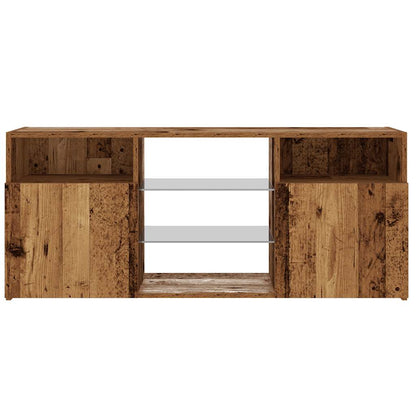 Tv-meubel met LED 120x30x50 cm bewerkt hout oud hout