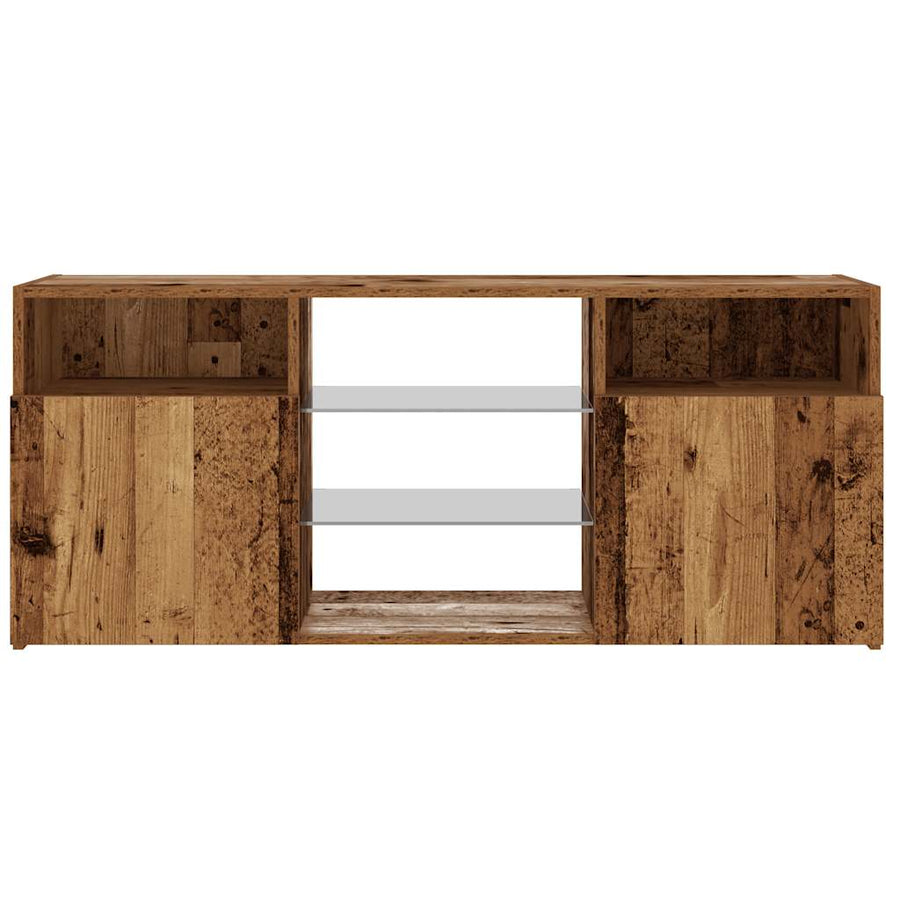 Tv-meubel met LED 120x30x50 cm bewerkt hout oud hout