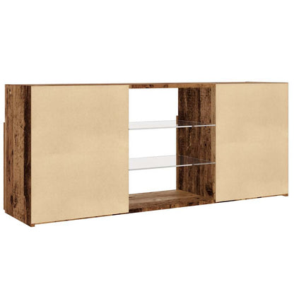 Tv-meubel met LED 120x30x50 cm bewerkt hout oud hout
