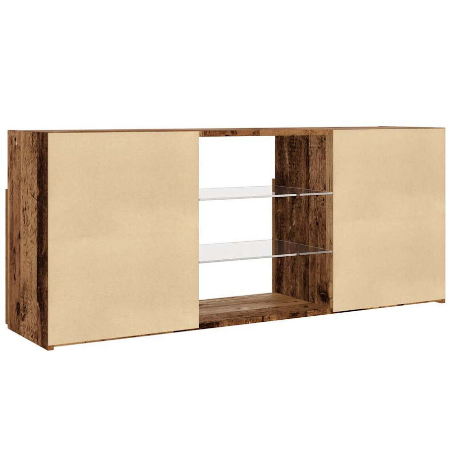 Tv-meubel met LED 120x30x50 cm bewerkt hout oud hout
