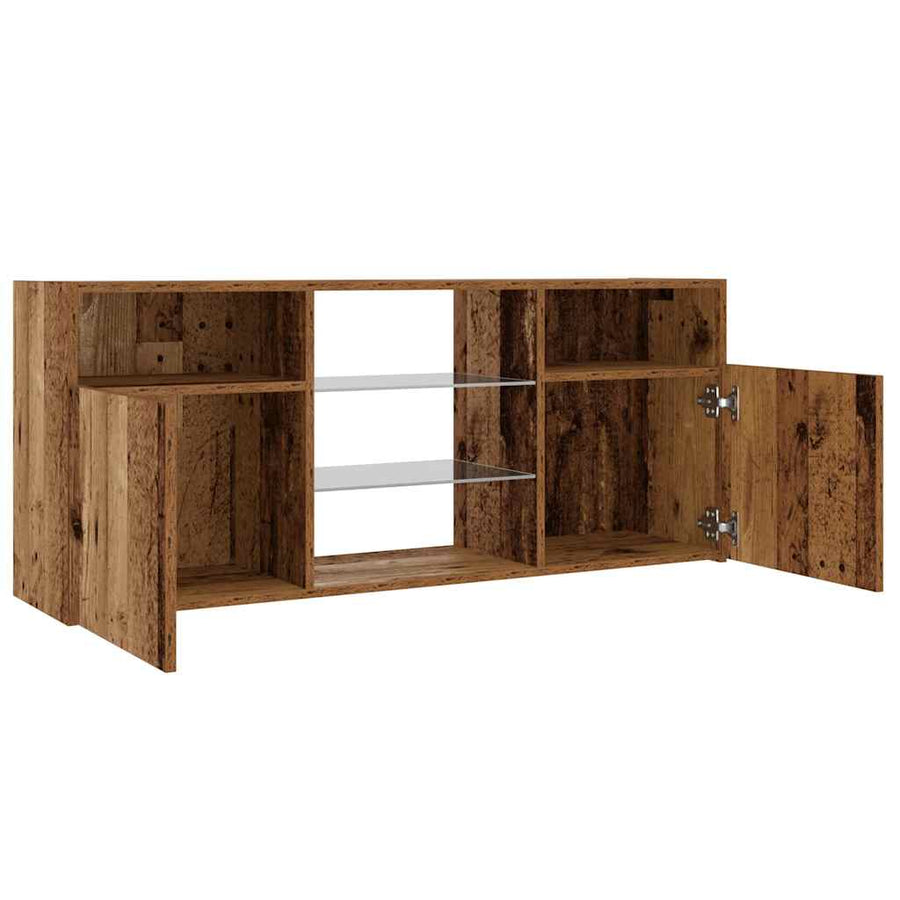 Tv-meubel met LED 120x30x50 cm bewerkt hout oud hout