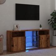 TV cabinet with LED 120x30x50 cm engineered wood old wood