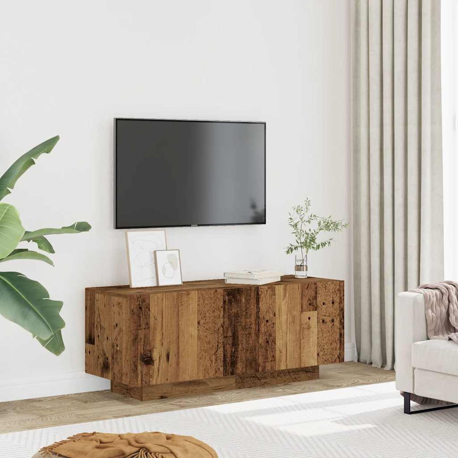 Tv-meubel met LED 100x35x40 cm bewerkt hout oud hout