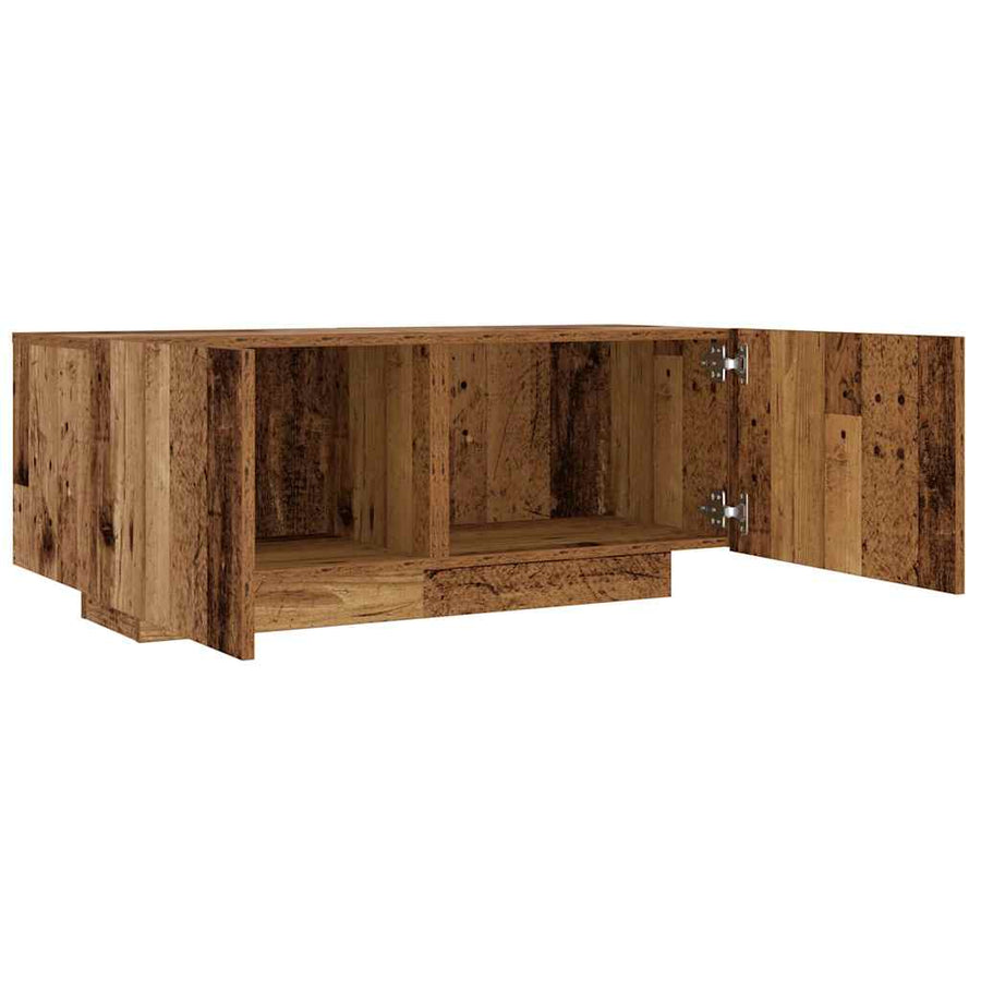 Tv-meubel met LED 100x35x40 cm bewerkt hout oud hout