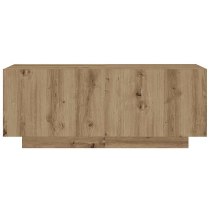 Tv-meubel met LED 100x35x40 cm bewerkt hout artisanaal eiken