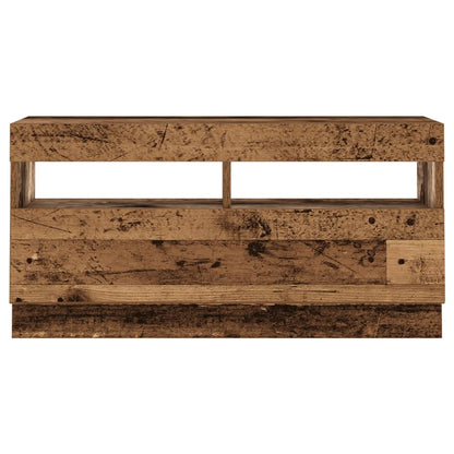 Tv-meubel met LED 80x35x40 cm bewerkt hout oud hout