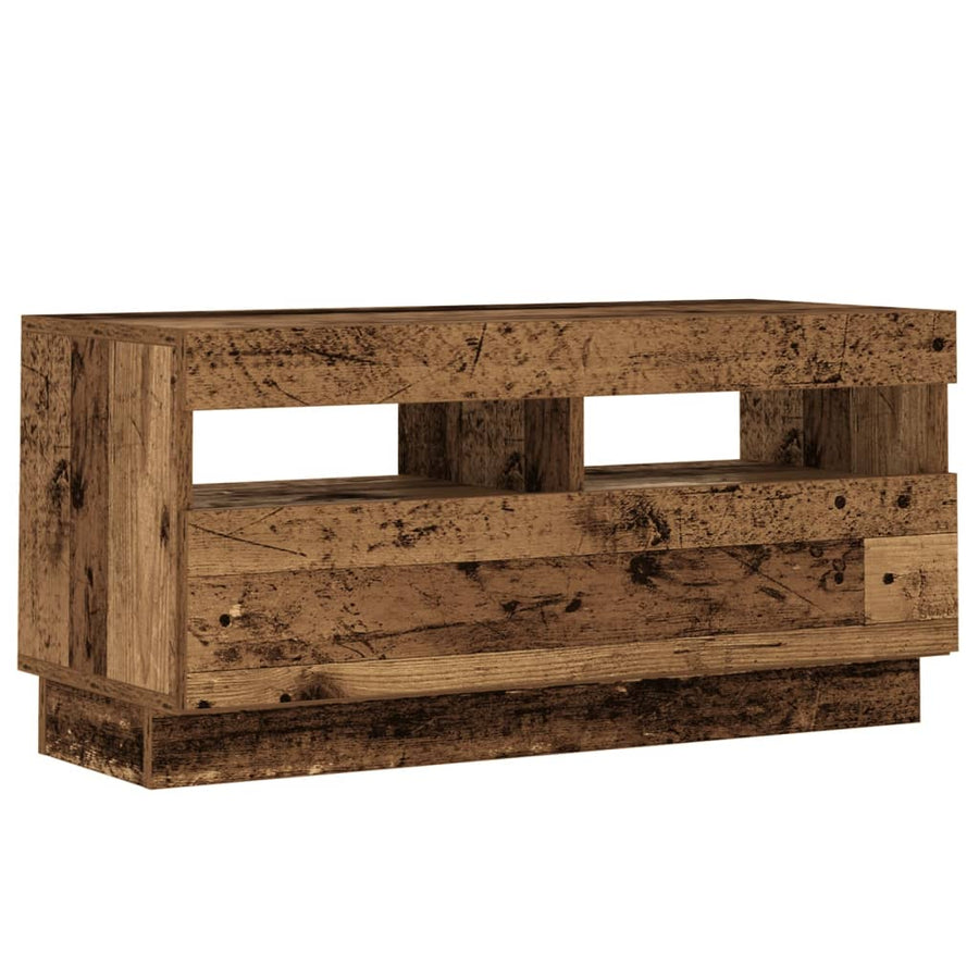 Tv-meubel met LED 80x35x40 cm bewerkt hout oud hout