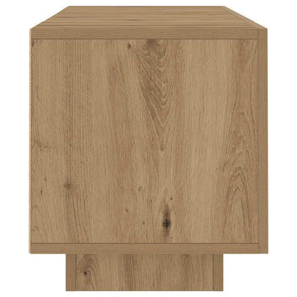 Tv-meubel met LED 160x35x40 cm bewerkt hout artisanaal eiken