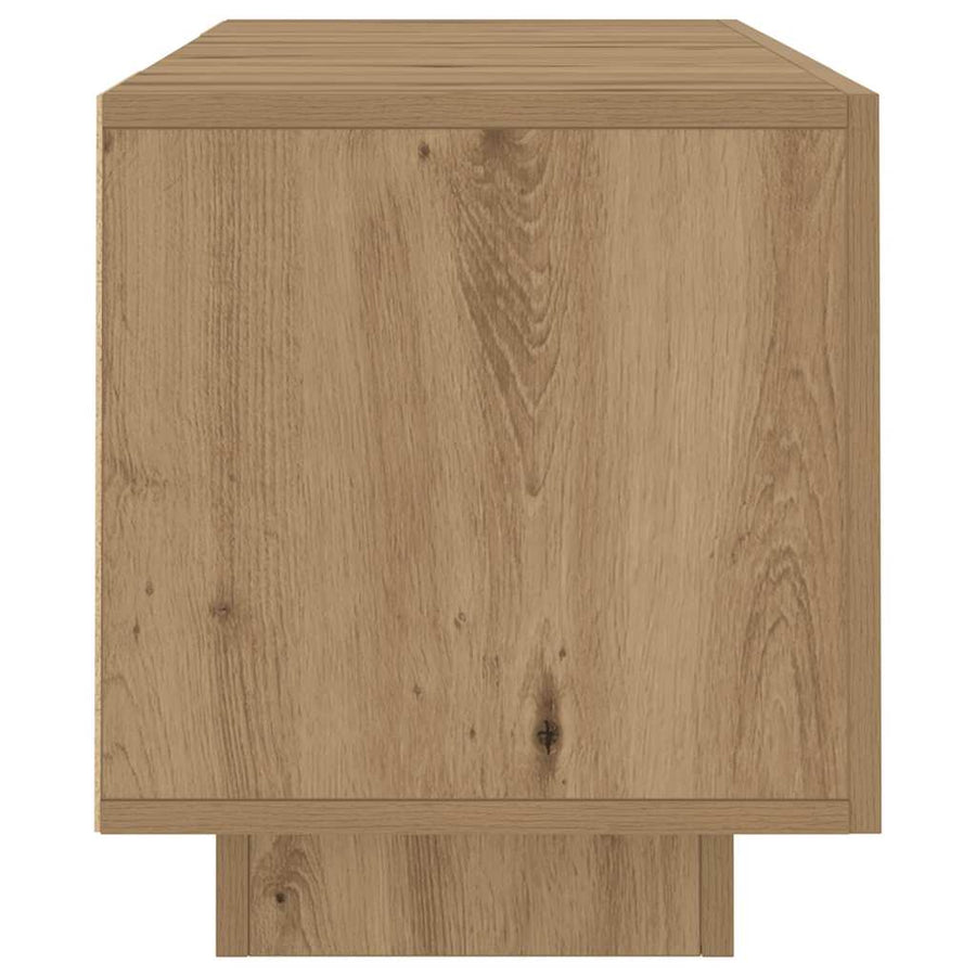 Tv-meubel met LED 160x35x40 cm bewerkt hout artisanaal eiken