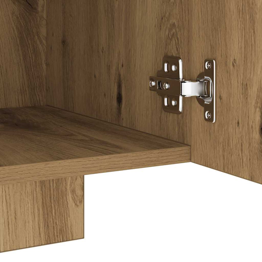 Tv-meubel met LED 160x35x40 cm bewerkt hout artisanaal eiken