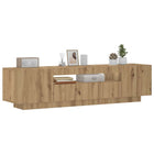 Tv-meubel 160x35x40 cm bewerkt hout artisanaal eiken met LED