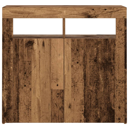 Dressoir met LED-verlichting 80x35x75 cm bewerkt hout oud hout