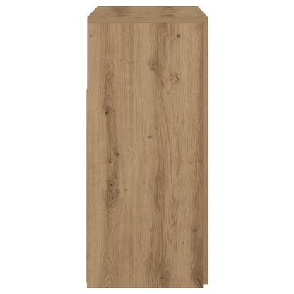 Dressoir met LED 80x35x75 cm bewerkt hout artisanaal eiken