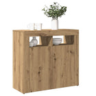 Sideboard with LED 80x35x75 cm engineered wood artisan oak