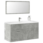 Bathroom cabinet with mirror, treated wood, concrete gray