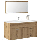 Badkamerkast met spiegel 90x38.5x46 cm bewerkt hout eikenkleurig