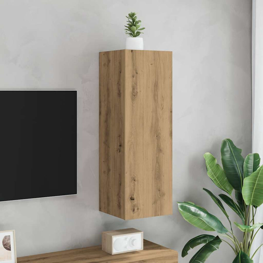 Tv-meubel 30,5x30x90 cm bewerkt hout artisanaal eikenkleurig