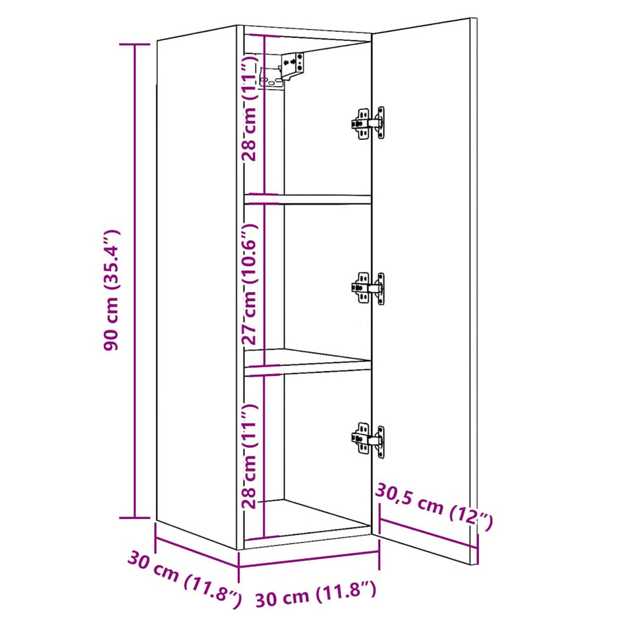 Tv-meubel 30,5x30x90 cm bewerkt hout artisanaal eikenkleurig