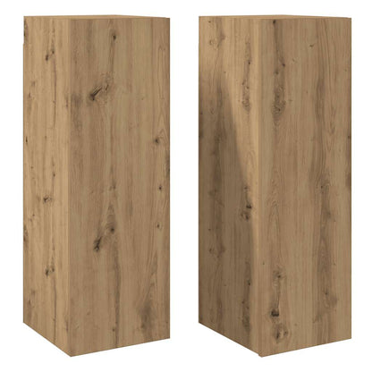 Tv-meubelen 2 st 30,5x30x90 cm bewerkt hout artisanaal eiken