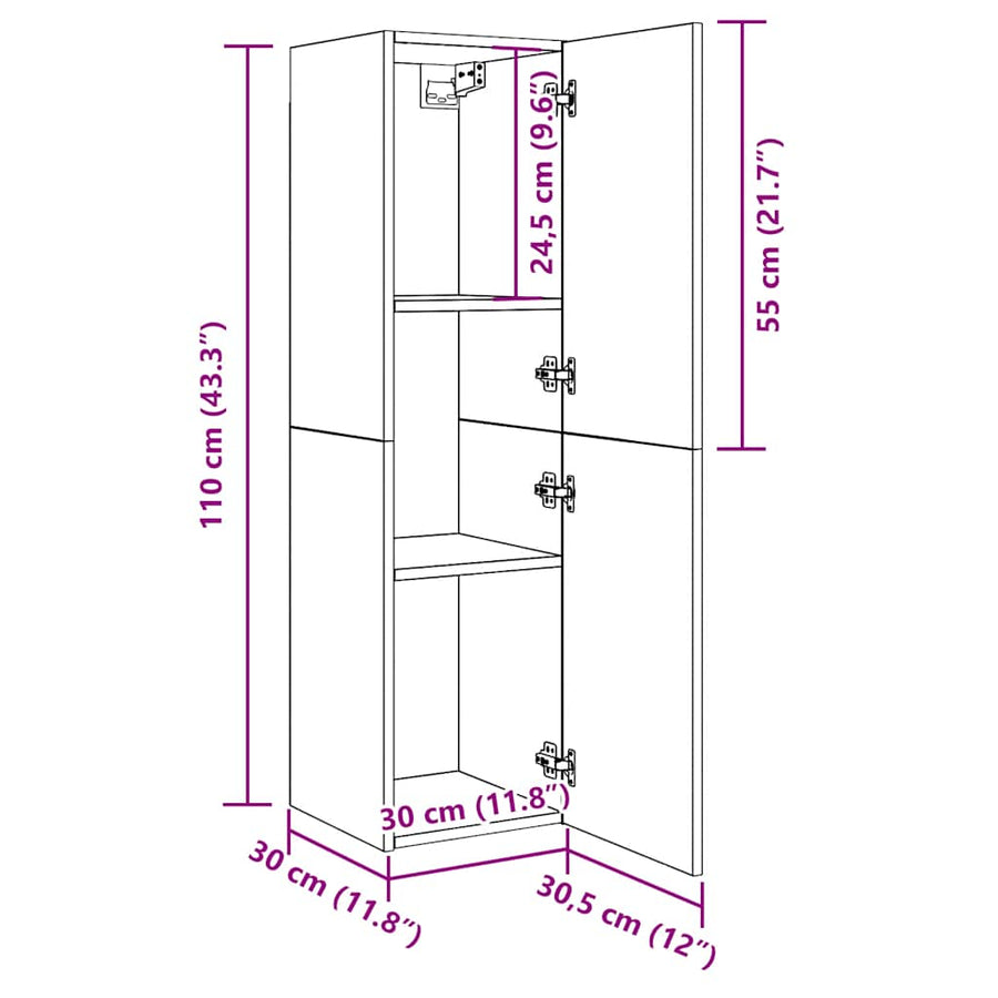 Tv-meubel 30,5x30x110 cm bewerkt hout oud houtkleurig