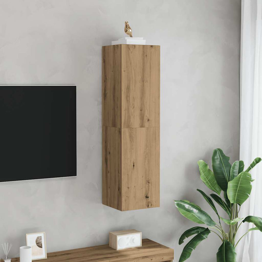 Tv-meubel 30,5x30x110 cm bewerkt hout artisanaal eikenkleur