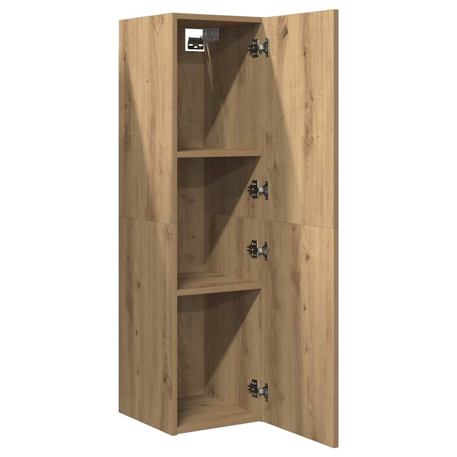 Tv-meubel 30,5x30x110 cm bewerkt hout artisanaal eikenkleur